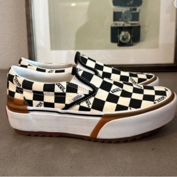 VANS Era Stacked Checkerboard Slip On Canvas Shoes - Picture 3 of 7